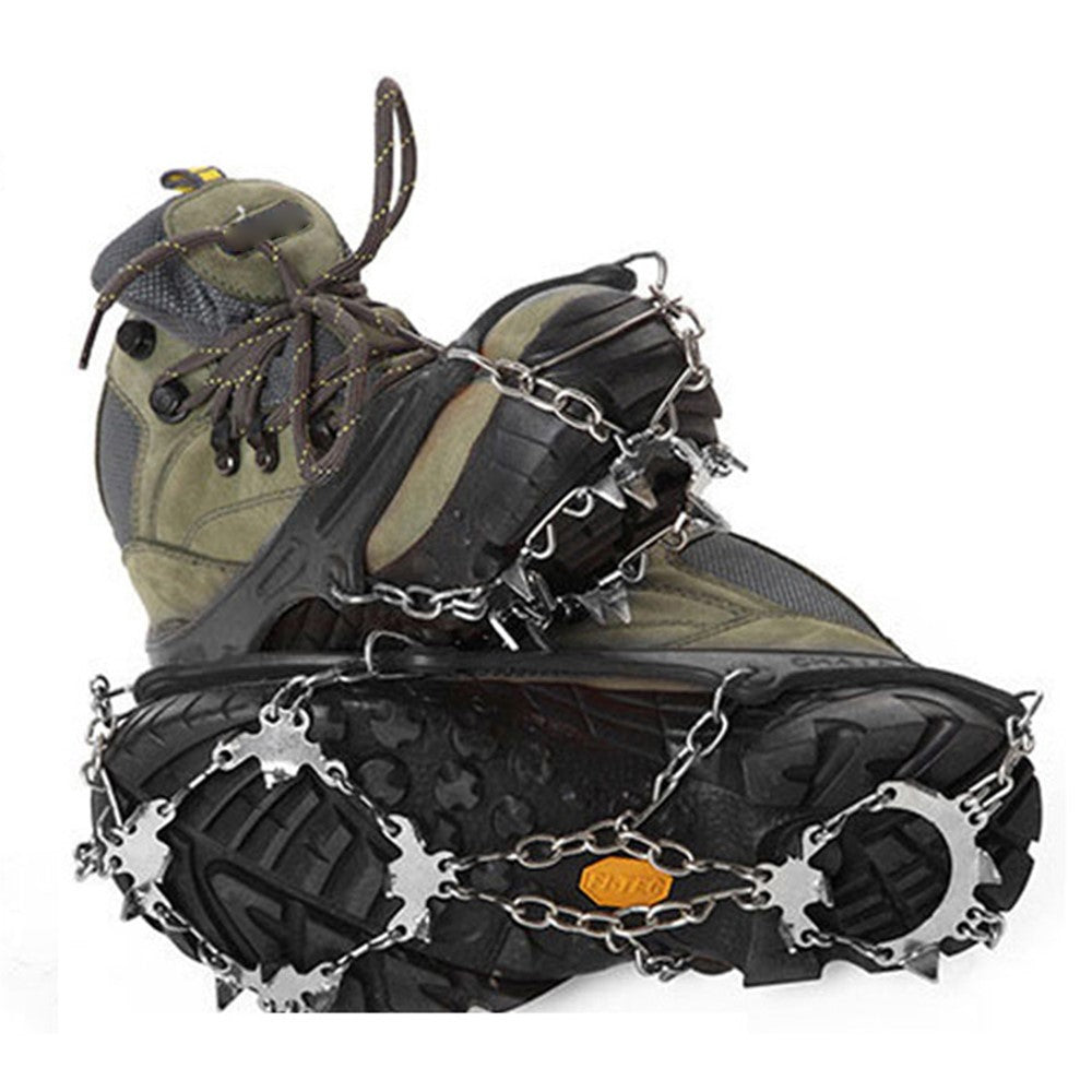 AOTU AT8608 1 Pair 18 Teeth Anti-slip Crampons TPE+Stainless Steel Snow Ground Climbing Shoe Grippers