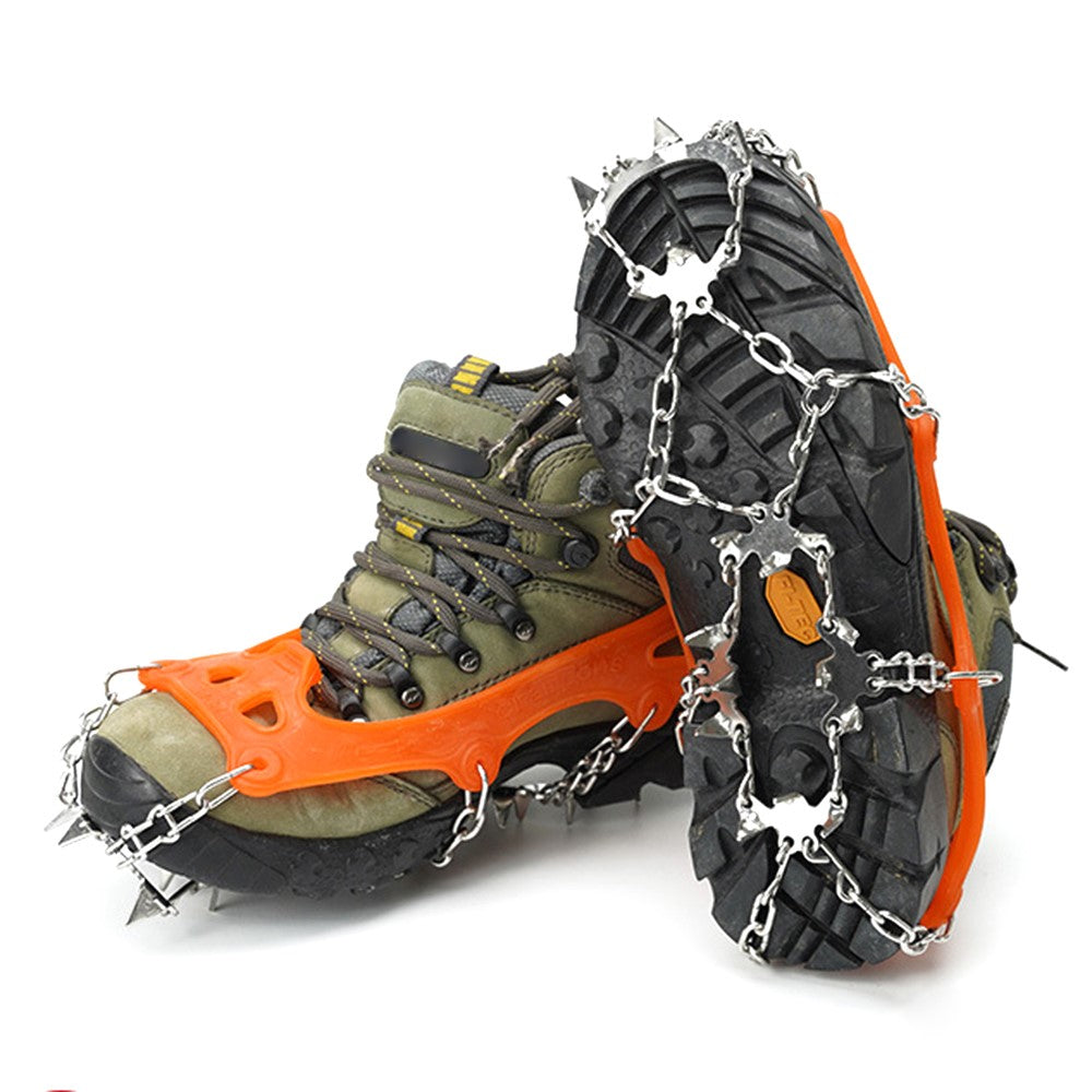 AOTU AT8608 1 Pair 18 Teeth Anti-slip Crampons TPE+Stainless Steel Snow Ground Climbing Shoe Grippers