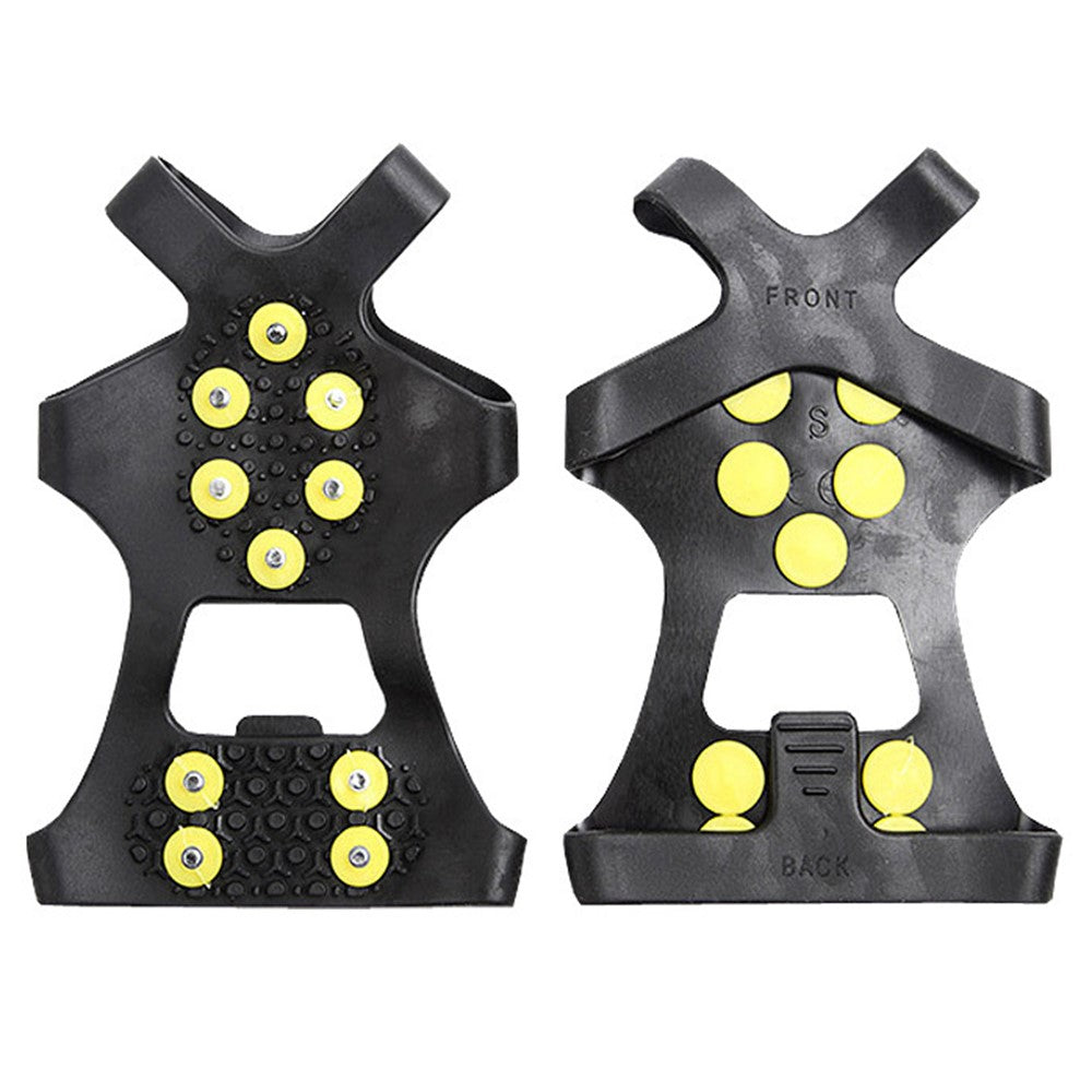 AOTU 1 Pair Outdoor 10 Teeth Anti-slip Crampons TPE+Zinc Alloy Snow Ice Walking Climbing Shoe Covers
