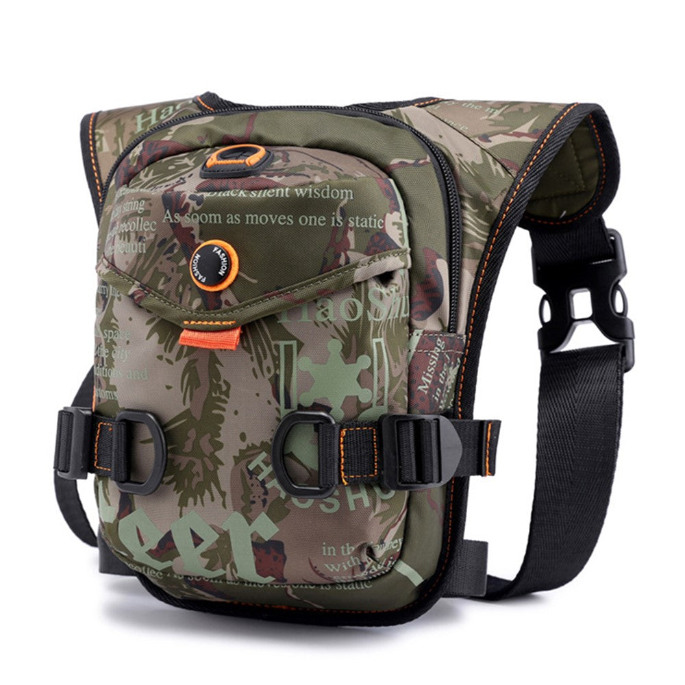 HAOSHUAI 5126# Nylon Drop Leg Bag Hiking Waist Pack for Men Tactical Motorcycle Bike Cycling Riding Fanny Pouch