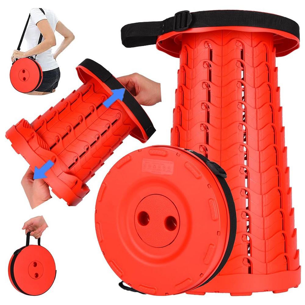 Outdoor Camping Fishing Folding Stool Portable Telescopic Chair with Shoulder Strap