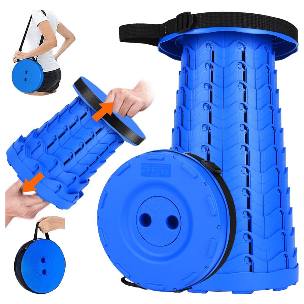 Outdoor Camping Fishing Folding Stool Portable Telescopic Chair with Shoulder Strap