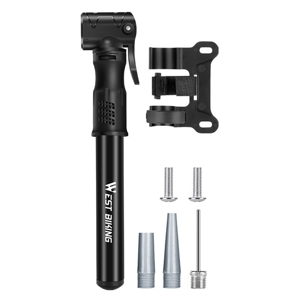 WEST BIKING YP0711133 Portable Mini Bike Pump with Flexible Hose Aluminum Alloy Outdoor Cycling Inflator