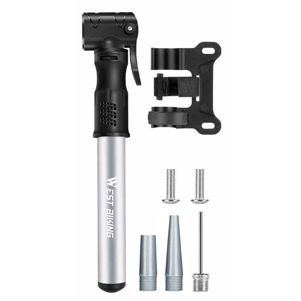 WEST BIKING YP0711133 Portable Mini Bike Pump with Flexible Hose Aluminum Alloy Outdoor Cycling Inflator