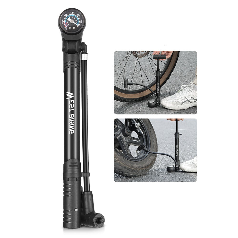 WEST BIKING YP0711152 120PSI High Pressure Aluminum Alloy Air Pump Portable Ultra-Light Tire Inflator Pump