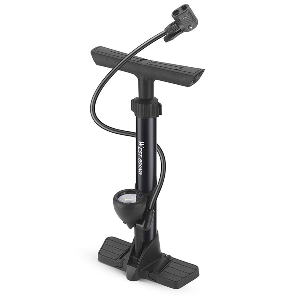 WEST BIKING YP0711153 160PSI High Pressure Pump Metal Portable Inflator Pump with Tire Pressure Gauge