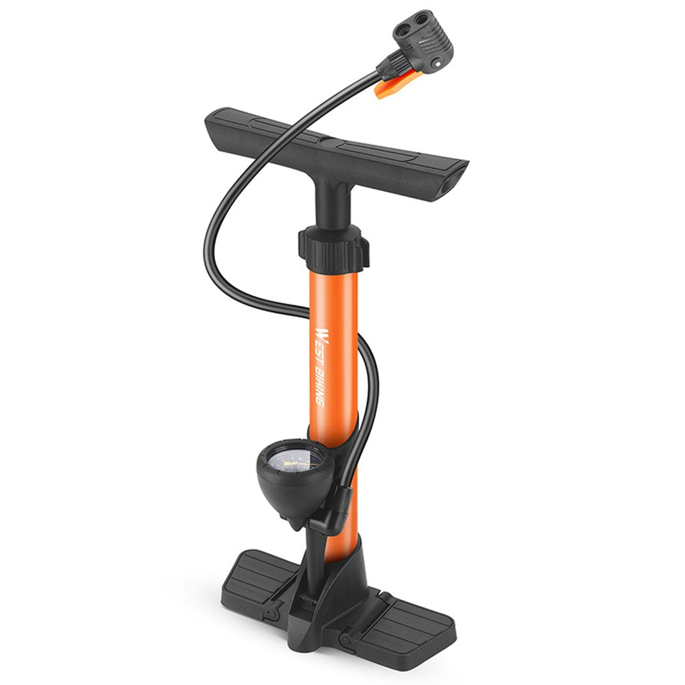 WEST BIKING YP0711153 160PSI High Pressure Pump Metal Portable Inflator Pump with Tire Pressure Gauge