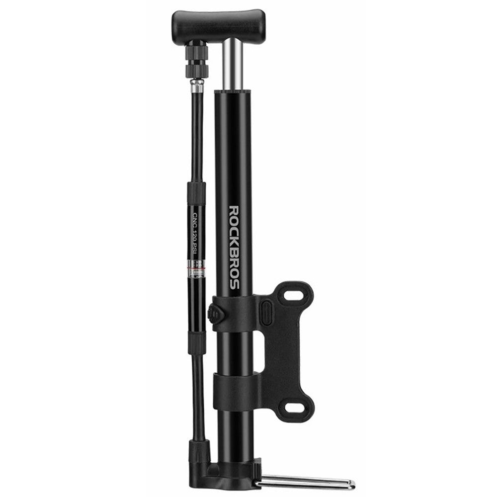 ROCKBROS MP2821 Portable Mini Bicycle Pump 120PSI High-Pressure AV / FV Inflator Pump with Air Pressure Gauge