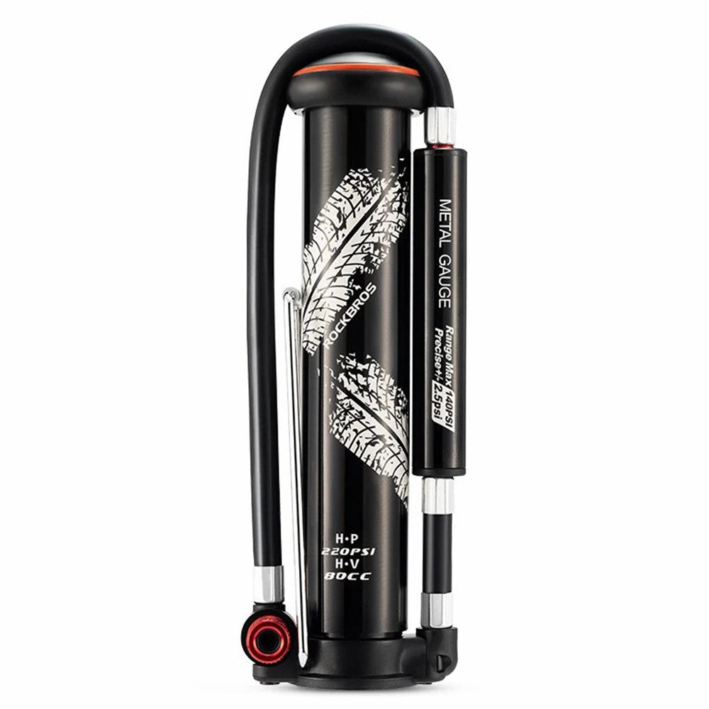 ROCKBROS QT-LD1 Bicycle Pump 220PSI Mini Hand Air Pump Tire Inflator with Hidden Pressure Gauge