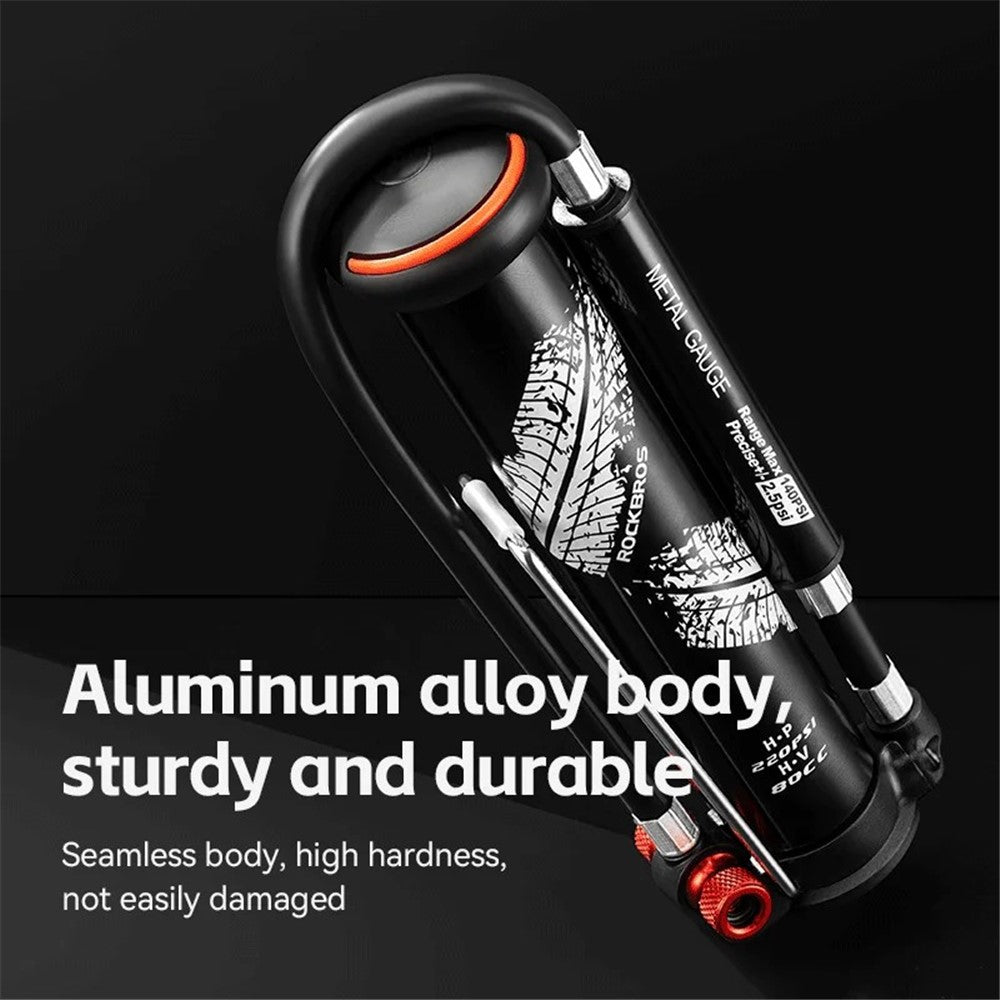 ROCKBROS QT-LD1 Bicycle Pump 220PSI Mini Hand Air Pump Tire Inflator w