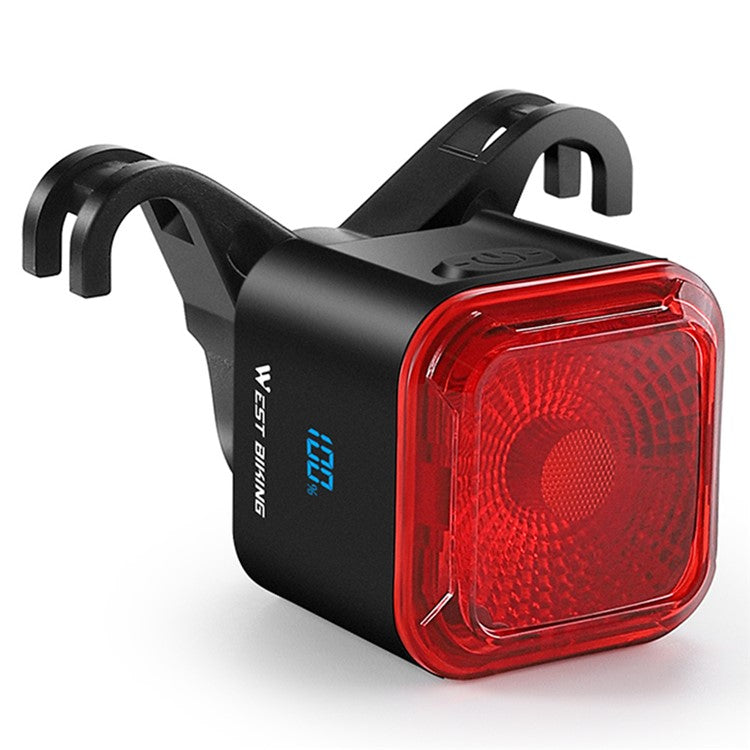 WEST BIKING Smart Bike Tail Light Brake Sensing MTB Road Bicycle Battery Display Rear Light