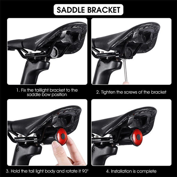 WEST BIKING YP0701317 Seat Cushion / Seat Post Mount USB Charging Bike LED Tail Light Waterproof Smart Brake Induction Cycling Warning Rear Lamp