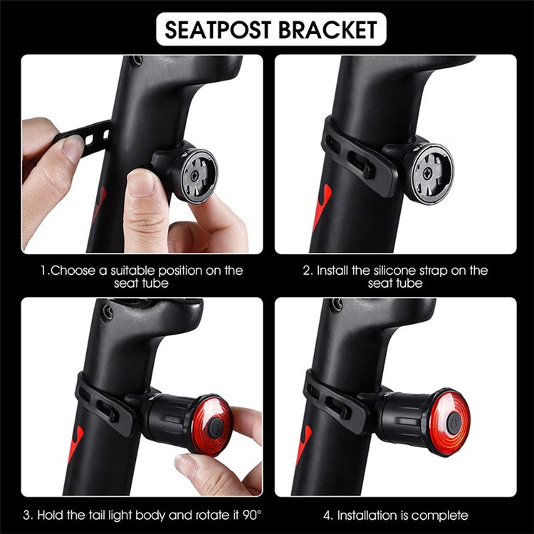 WEST BIKING YP0701317 Seat Cushion / Seat Post Mount USB Charging Bike LED Tail Light Waterproof Smart Brake Induction Cycling Warning Rear Lamp