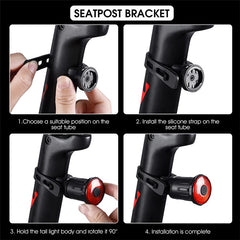 WEST BIKING YP0701317 Seat Cushion / Seat Post Mount USB Charging Bike LED Tail Light Waterproof Smart Brake Induction Cycling Warning Rear Lamp