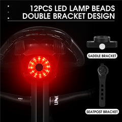 WEST BIKING YP0701317 Seat Cushion / Seat Post Mount USB Charging Bike LED Tail Light Waterproof Smart Brake Induction Cycling Warning Rear Lamp
