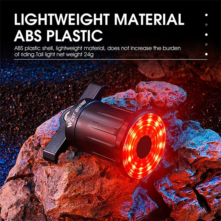 WEST BIKING YP0701317 Seat Cushion / Seat Post Mount USB Charging Bike LED Tail Light Waterproof Smart Brake Induction Cycling Warning Rear Lamp