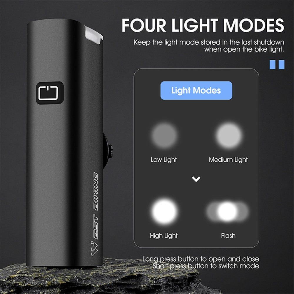WEST BIKING YP0701353 Smart Vibration Induction Bike Headlight IP65 Waterproof High Brightness Bicycle Lamp