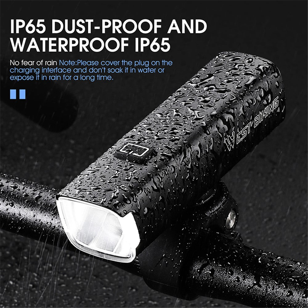 WEST BIKING YP0701353 Smart Vibration Induction Bike Headlight IP65 Waterproof High Brightness Bicycle Lamp