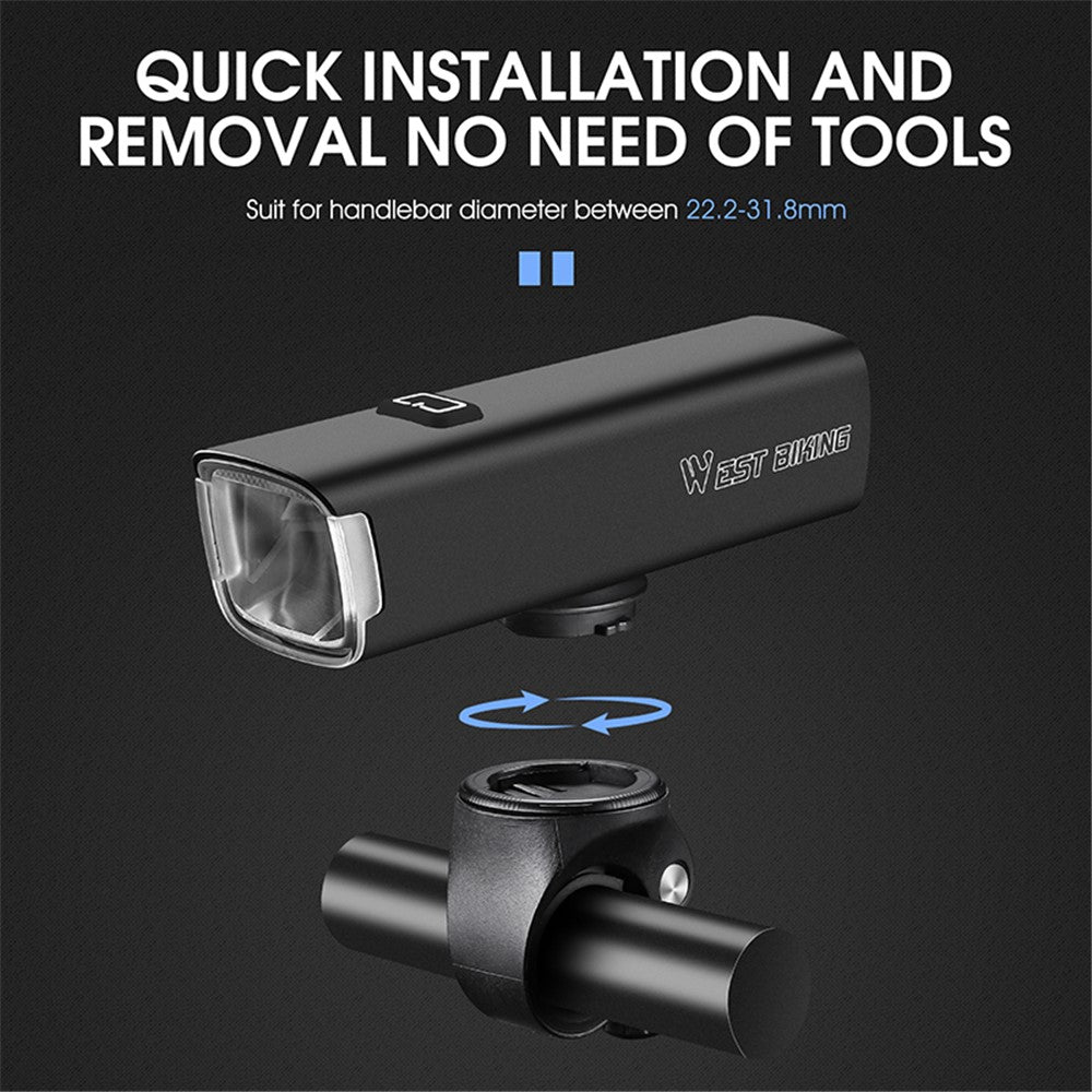 WEST BIKING YP0701353 Smart Vibration Induction Bike Headlight IP65 Waterproof High Brightness Bicycle Lamp
