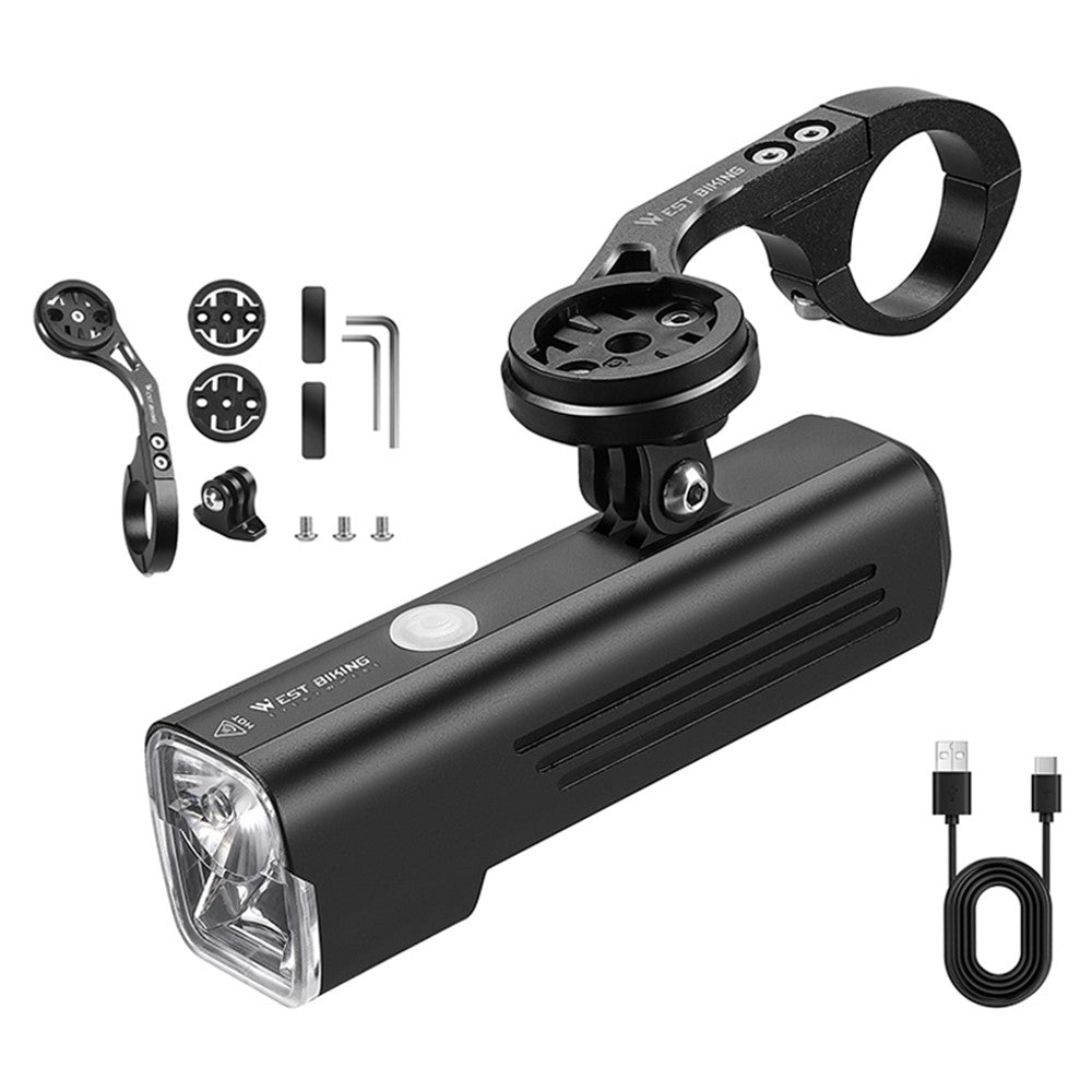 WEST BIKING Rechargeable Bicycle Hanging Headlight Bike Lights with Aluminum Alloy Stopwatch Bracket Holder