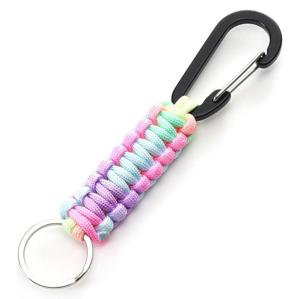 Outdoor Camping Carabiner Parachute Rope Anti-lost Braided Lanyard with Key Ring