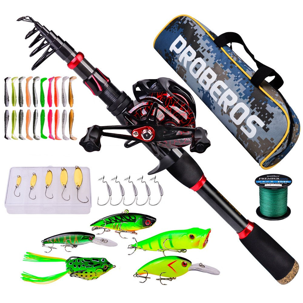 PROBEROS HWCSET100 2.1m Carbon Fishing Rod Pole Reel Combo with Line Lure Hook