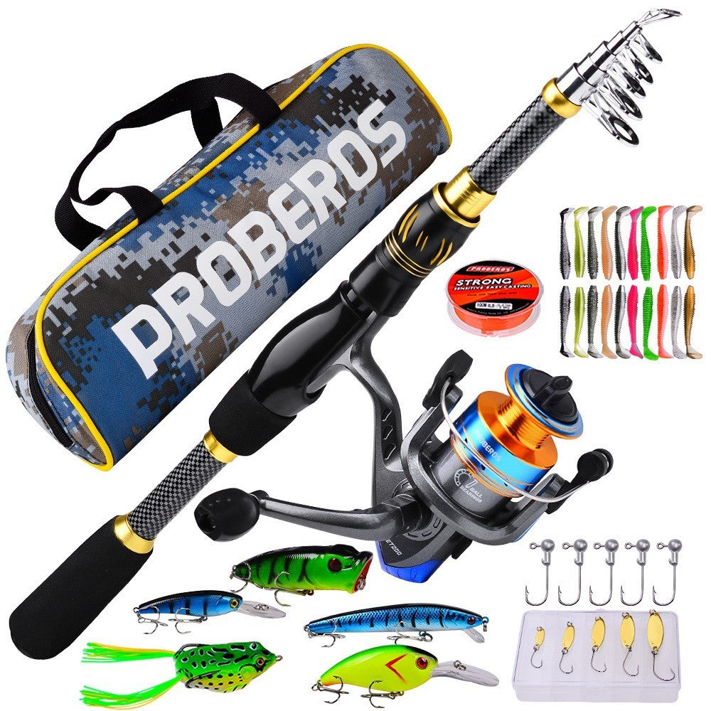 PROBEROS HWCSET107 2.1m Telescopic Fishing Rod Spinning Reel Fishing Tackle Combo Set