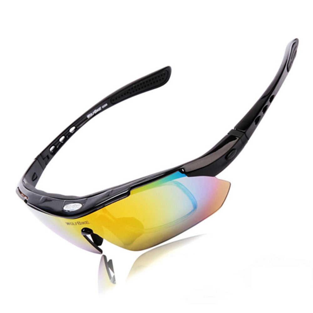 WOLFBIKE BYJ-013 Bicycle Cycling Glasses Sports Sunglasses Polarized Goggles with Interchangeable Lenses