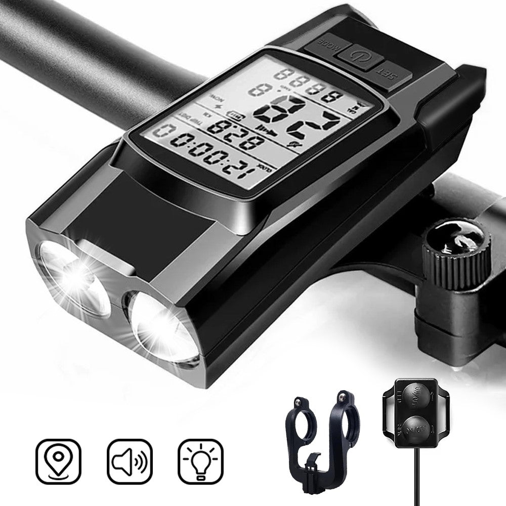 GPS Wireless Bike Computer 3 In 1 Cycling Speedometer Bicycle Flashlight with 120db Horn