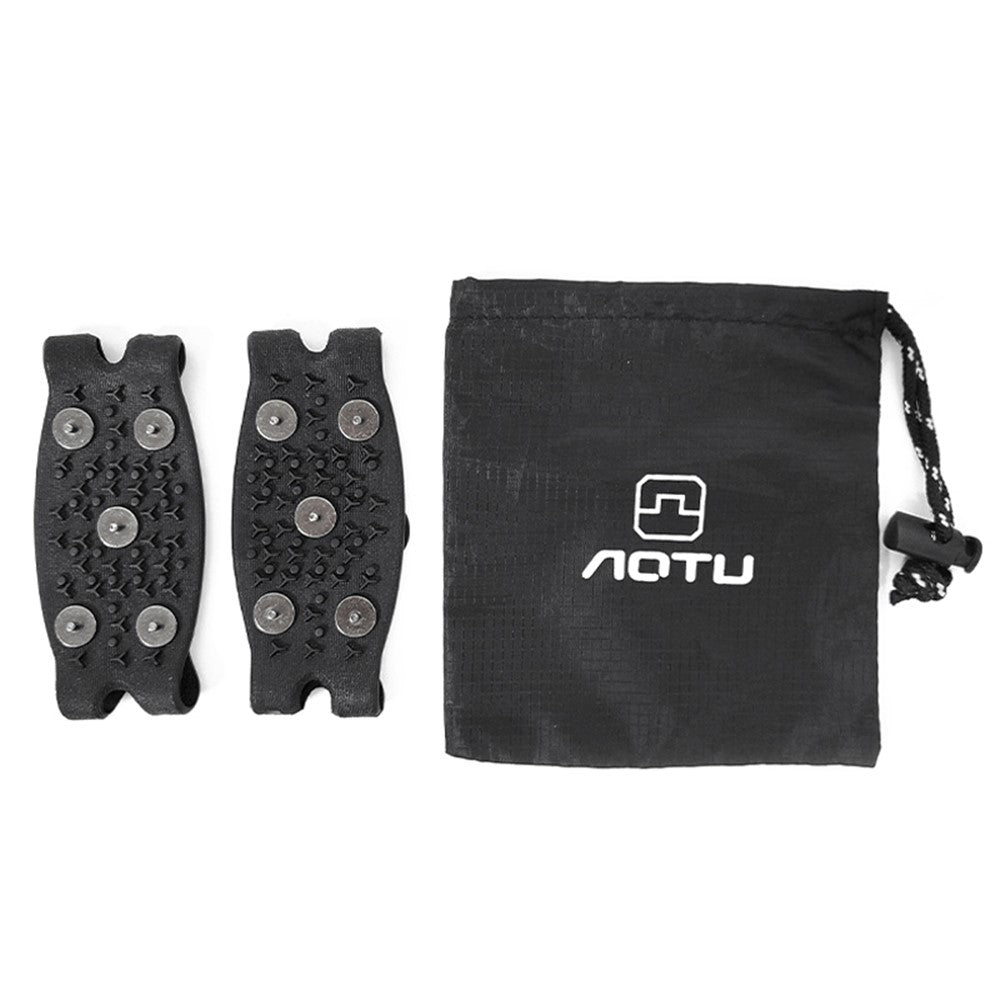 AOTU 1Pair Non-Slip Gripper Spike Ice Grippers Steel Nails Traction Cleats Snow Shoe Spikes Grips for Climbing, Hiking, Fishing