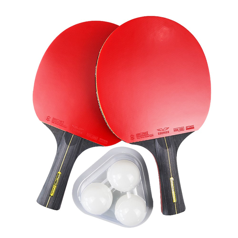 A11 Table Tennis Rackets Set 1 Pair Shakehand Grip / Long Handle Ping Pong Bats with 3 Balls