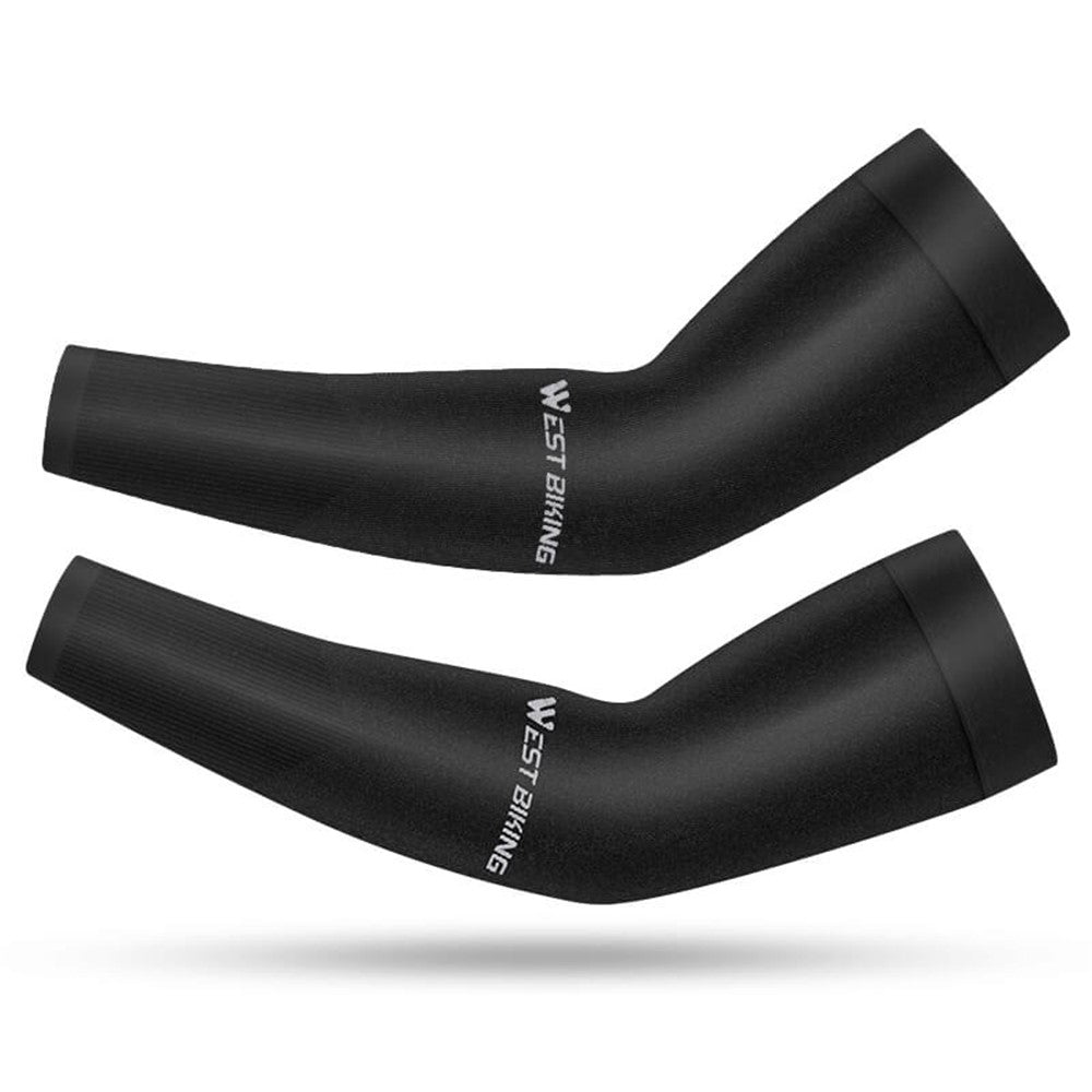 WEST BIKING 1 Pair Outdoor Sports Ice Silk Cooling Sleeves High Stretch Sun Protection Arm Cover