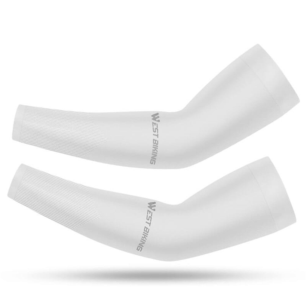 WEST BIKING 1 Pair Outdoor Sports Ice Silk Cooling Sleeves High Stretch Sun Protection Arm Cover