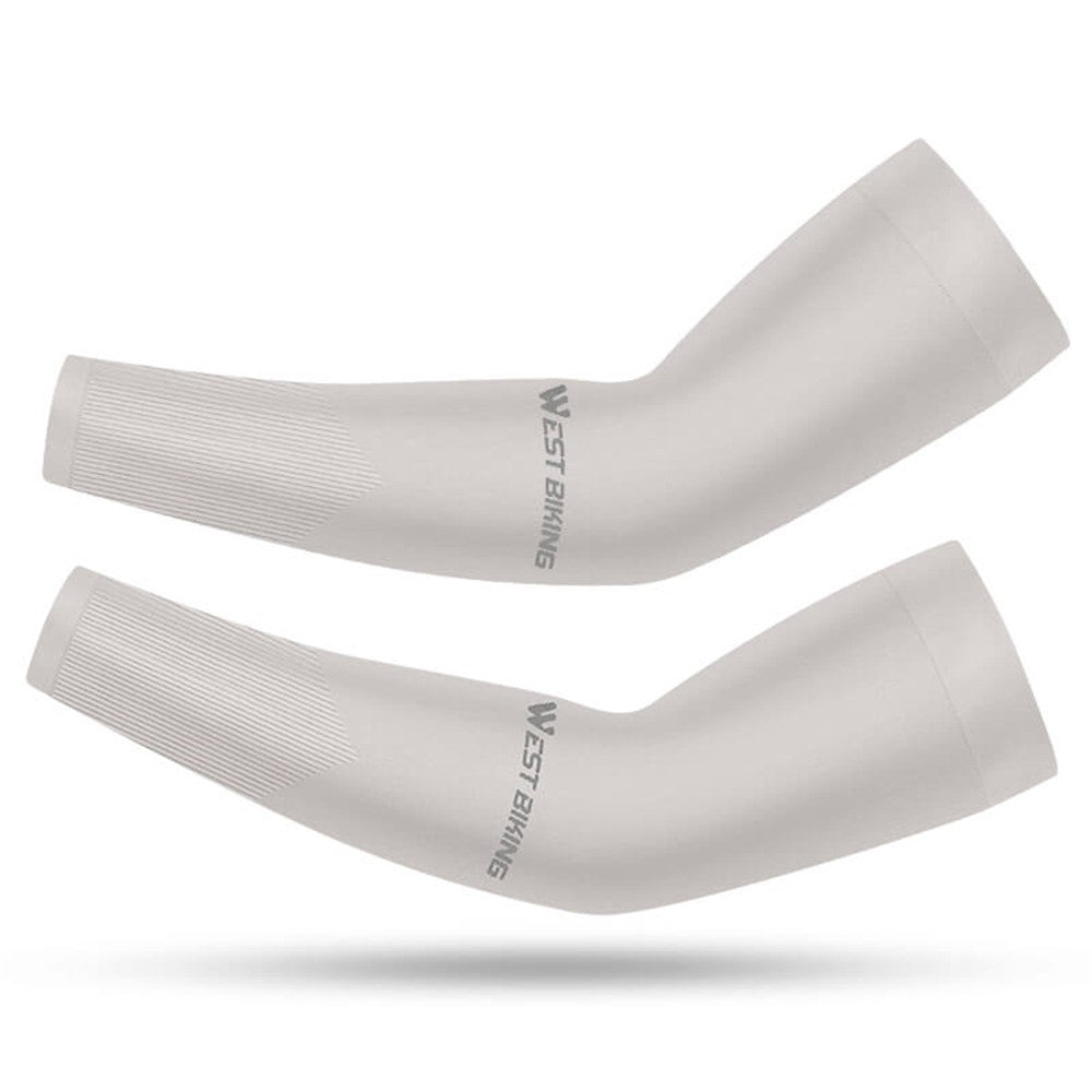 WEST BIKING 1 Pair Outdoor Sports Ice Silk Cooling Sleeves High Stretch Sun Protection Arm Cover