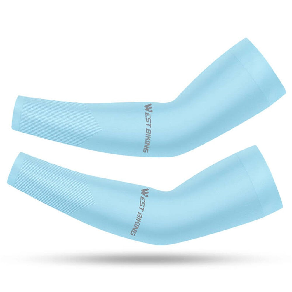 WEST BIKING 1 Pair Outdoor Sports Ice Silk Cooling Sleeves High Stretch Sun Protection Arm Cover