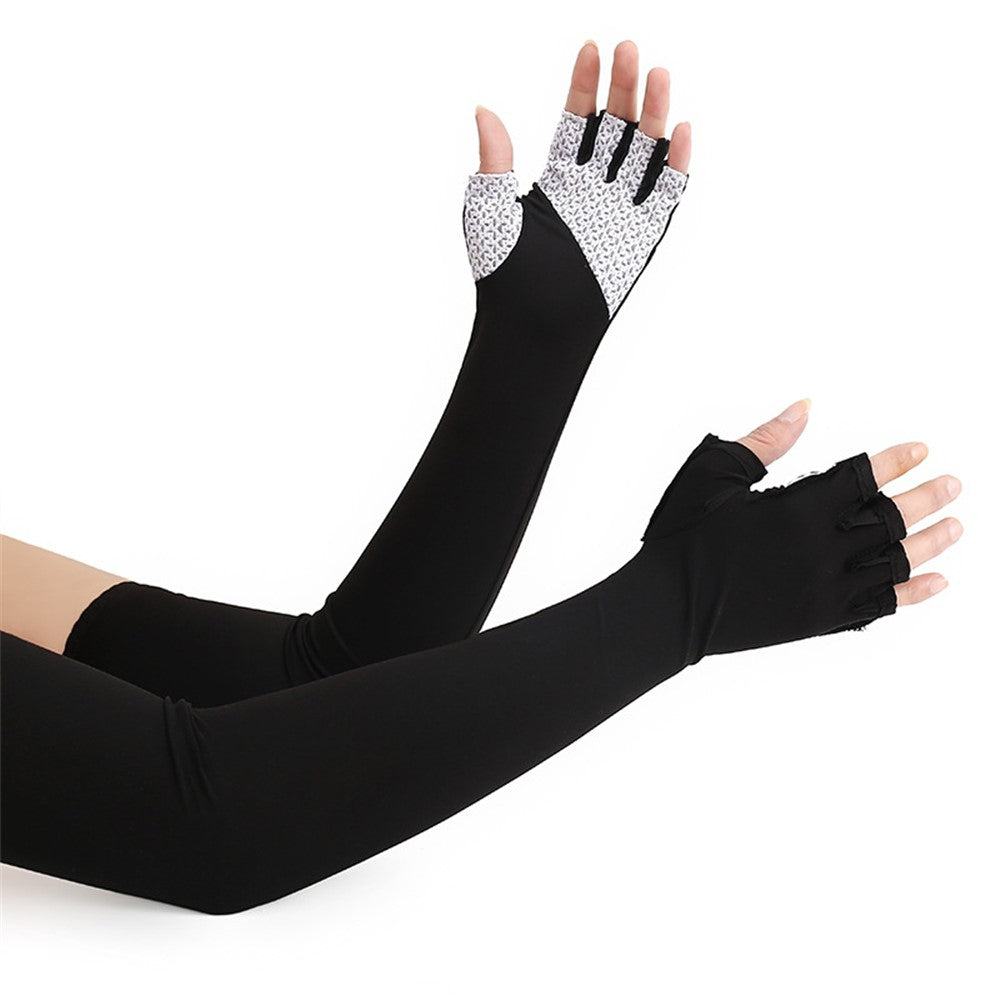 UV Protection Cooling Sleeves Half Finger Gloves Arm Sleeves Men Women Sports Sun Sleeves with Thumb Hole for Driving Golfing Fishing Cycling Hiking Doing Sports