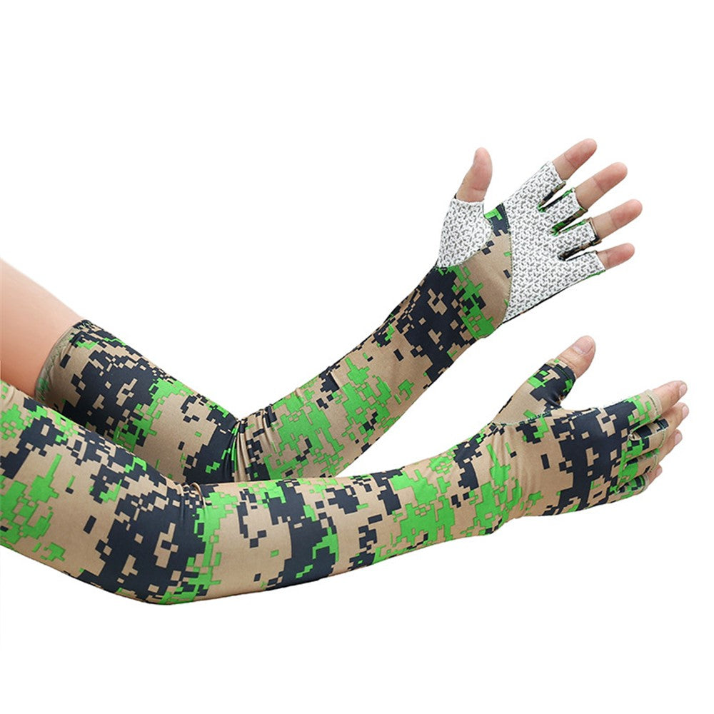 UV Protection Cooling Sleeves Half Finger Gloves Arm Sleeves Men Women Sports Sun Sleeves with Thumb Hole for Driving Golfing Fishing Cycling Hiking Doing Sports