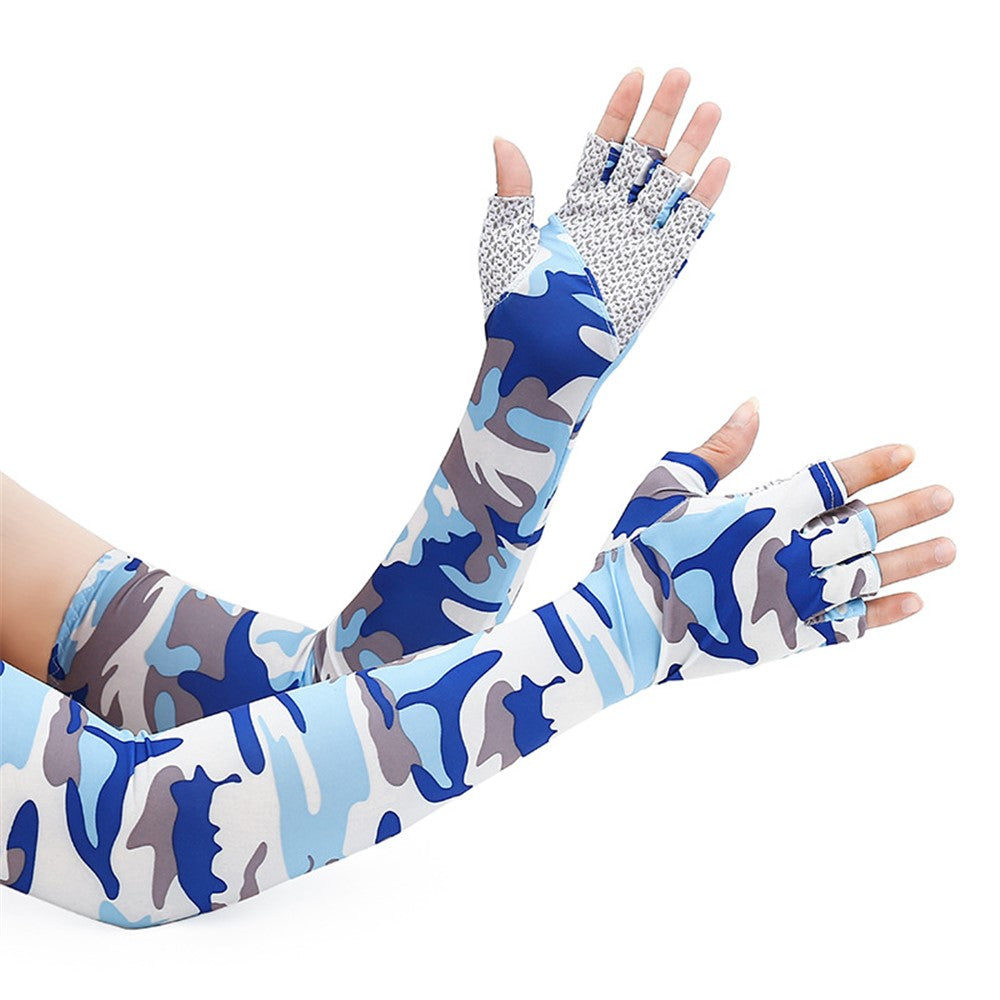 UV Protection Cooling Sleeves Half Finger Gloves Arm Sleeves Men Women Sports Sun Sleeves with Thumb Hole for Driving Golfing Fishing Cycling Hiking Doing Sports