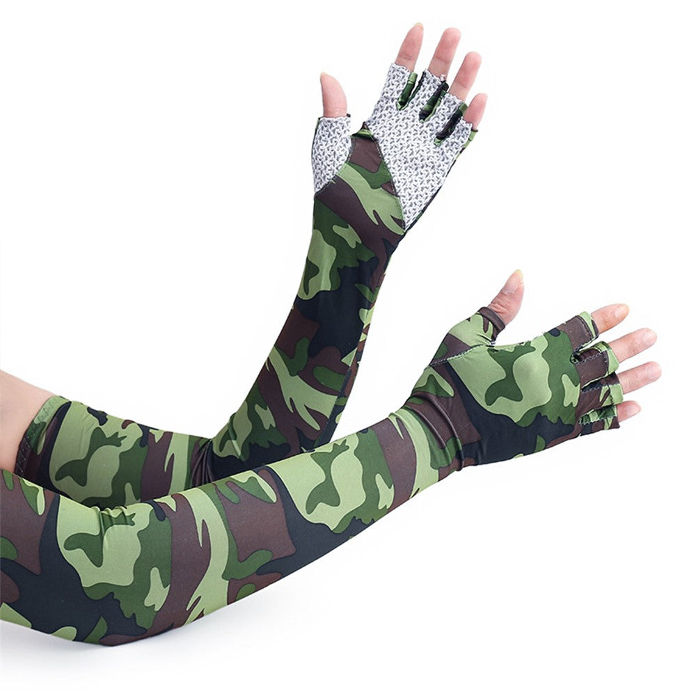 UV Protection Cooling Sleeves Half Finger Gloves Arm Sleeves Men Women Sports Sun Sleeves with Thumb Hole for Driving Golfing Fishing Cycling Hiking Doing Sports