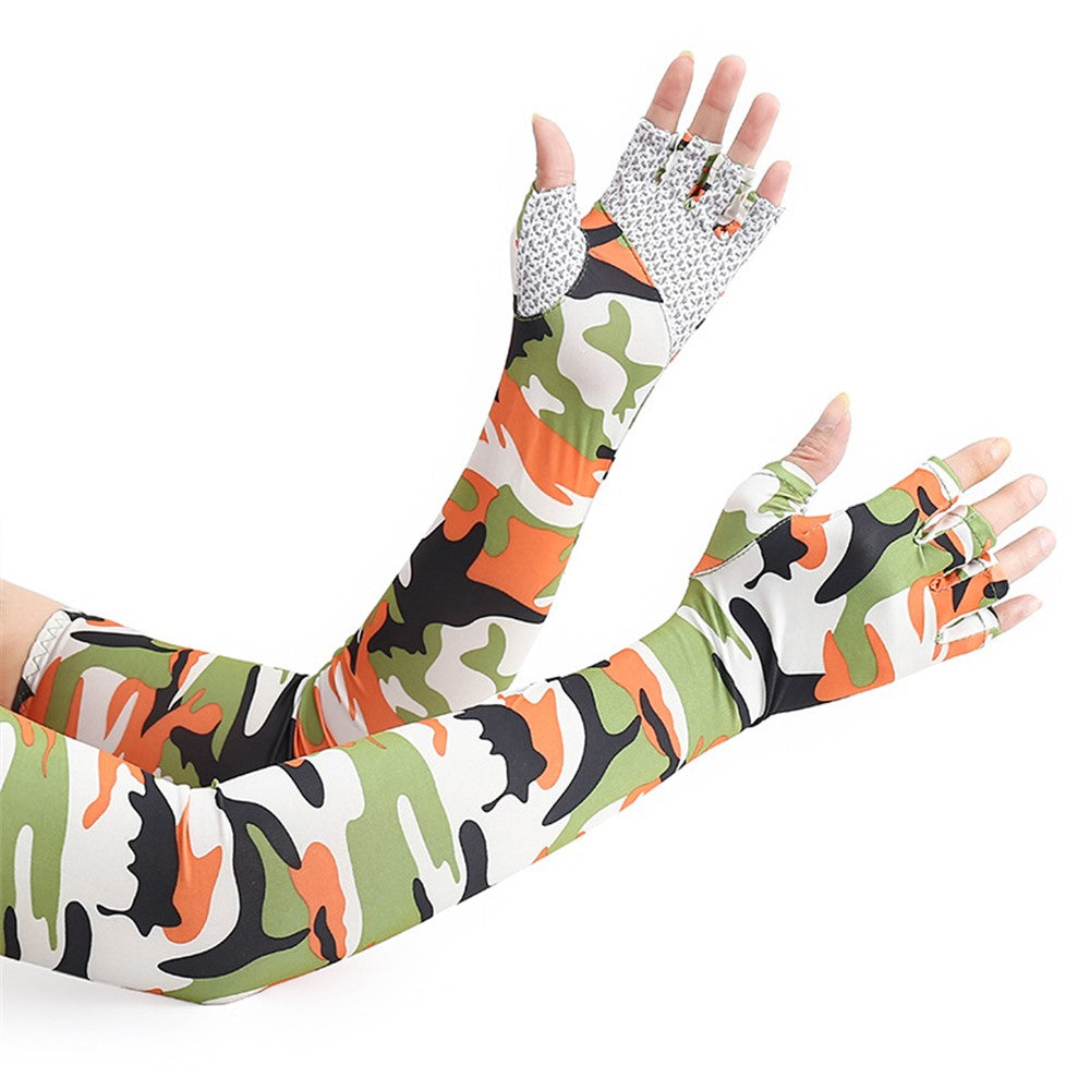 UV Protection Cooling Sleeves Half Finger Gloves Arm Sleeves Men Women Sports Sun Sleeves with Thumb Hole for Driving Golfing Fishing Cycling Hiking Doing Sports