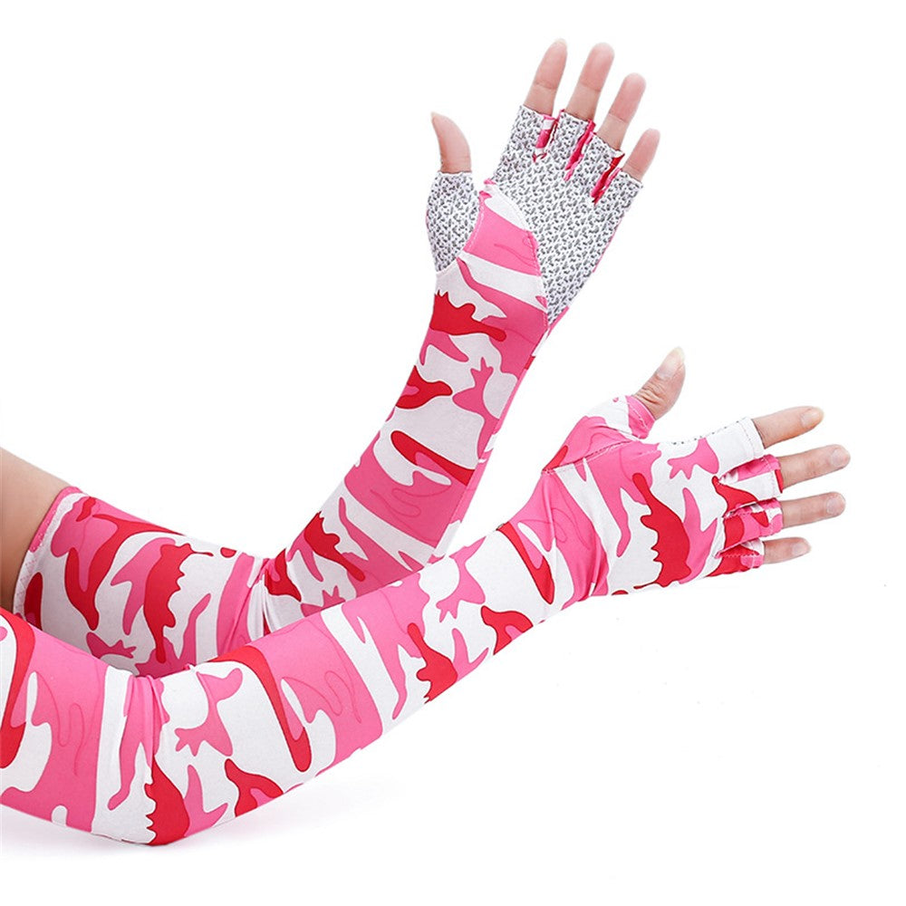 UV Protection Cooling Sleeves Half Finger Gloves Arm Sleeves Men Women Sports Sun Sleeves with Thumb Hole for Driving Golfing Fishing Cycling Hiking Doing Sports