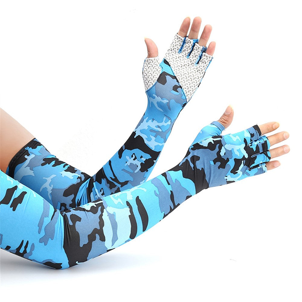 UV Protection Cooling Sleeves Half Finger Gloves Arm Sleeves Men Women Sports Sun Sleeves with Thumb Hole for Driving Golfing Fishing Cycling Hiking Doing Sports