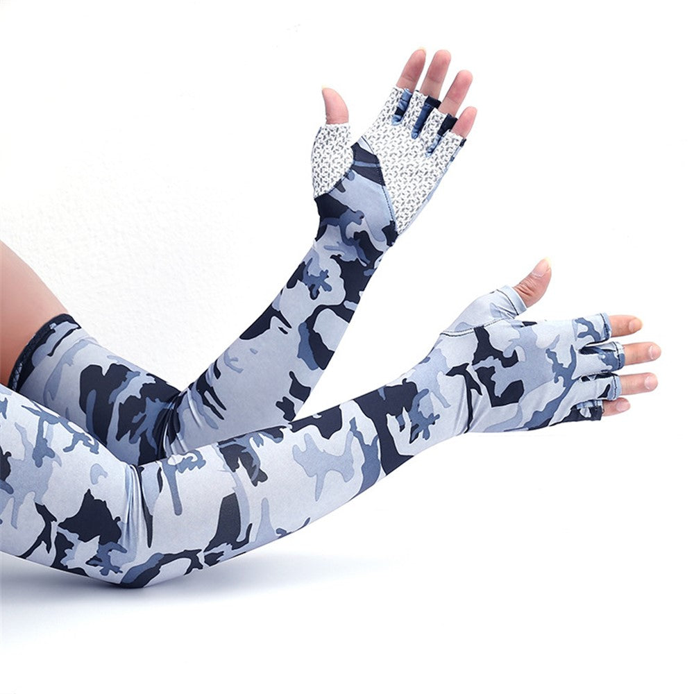 UV Protection Cooling Sleeves Half Finger Gloves Arm Sleeves Men Women Sports Sun Sleeves with Thumb Hole for Driving Golfing Fishing Cycling Hiking Doing Sports