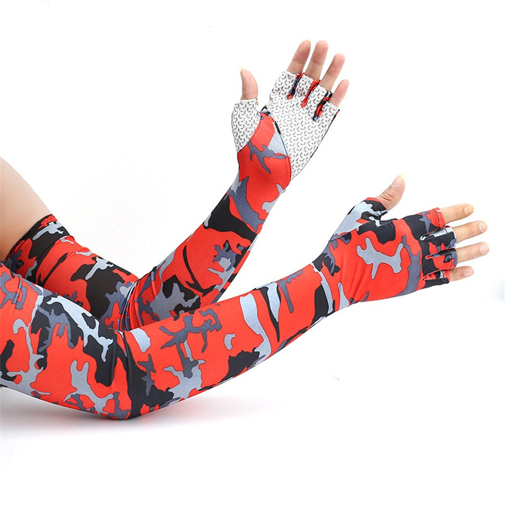 UV Protection Cooling Sleeves Half Finger Gloves Arm Sleeves Men Women Sports Sun Sleeves with Thumb Hole for Driving Golfing Fishing Cycling Hiking Doing Sports