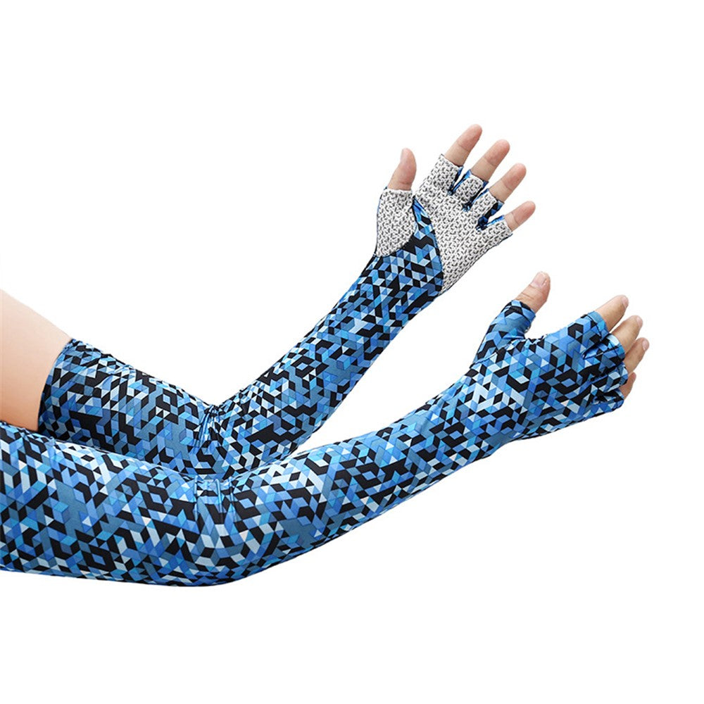 UV Protection Cooling Sleeves Half Finger Gloves Arm Sleeves Men Women Sports Sun Sleeves with Thumb Hole for Driving Golfing Fishing Cycling Hiking Doing Sports