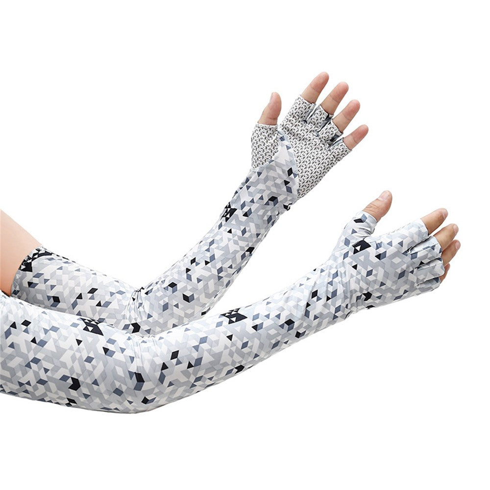 UV Protection Cooling Sleeves Half Finger Gloves Arm Sleeves Men Women Sports Sun Sleeves with Thumb Hole for Driving Golfing Fishing Cycling Hiking Doing Sports