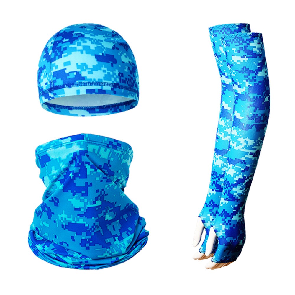 Summer Anti-UV Breathable Ice Silk Sun-proof Cycling Arm Sleeves+Liner Cap+Neck Gaiter Set