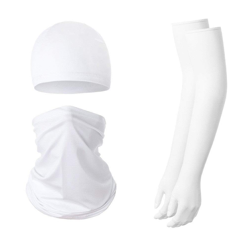 Summer Anti-UV Breathable Ice Silk Sun-proof Cycling Arm Sleeves+Liner Cap+Neck Gaiter Set
