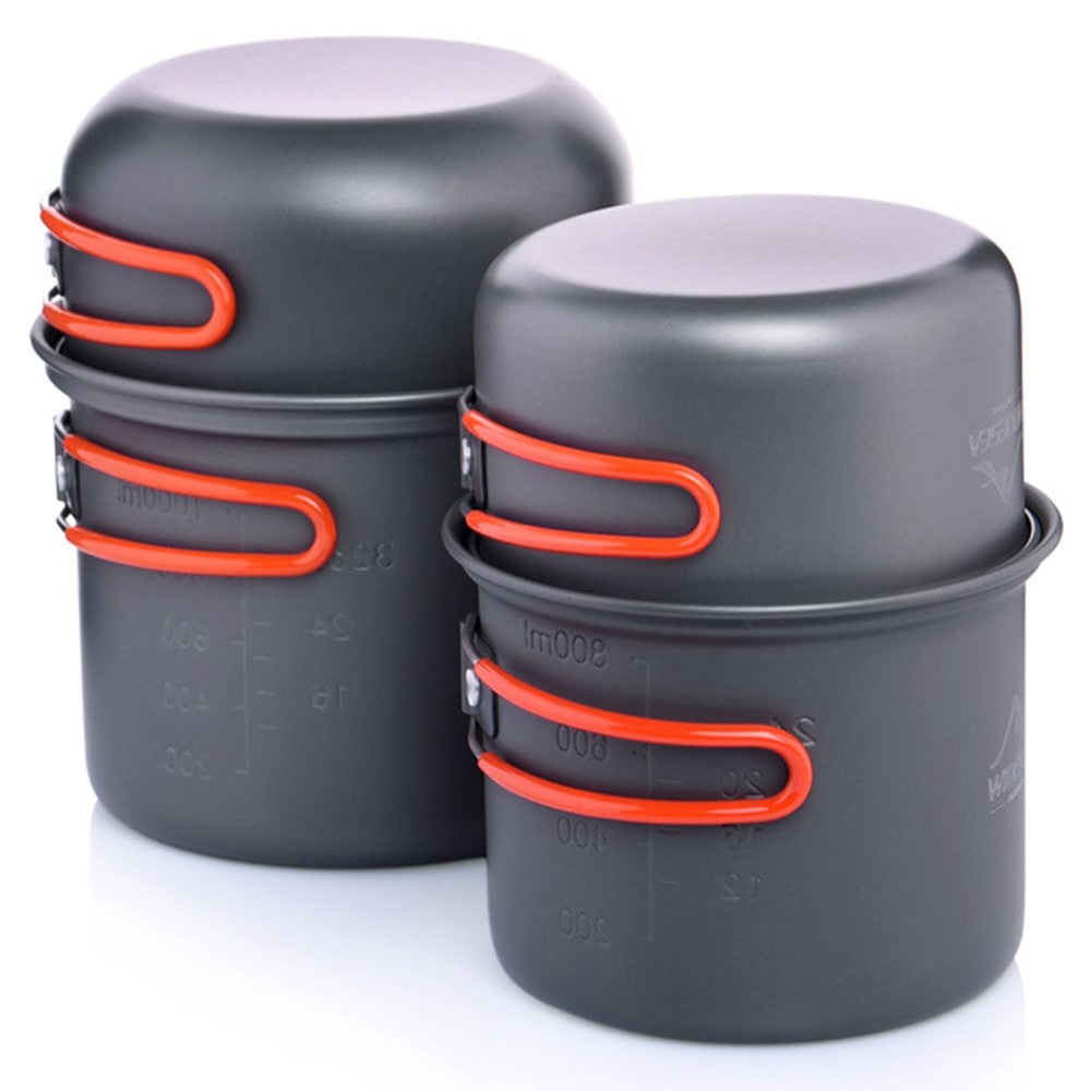 WIDESEA WSC-102 4Pcs/Set Outdoor Cooking Utensils Hiking Camping Pot Pan Bowl Cookware for 2-3 Persons No FDA Certificate, BPA-Free