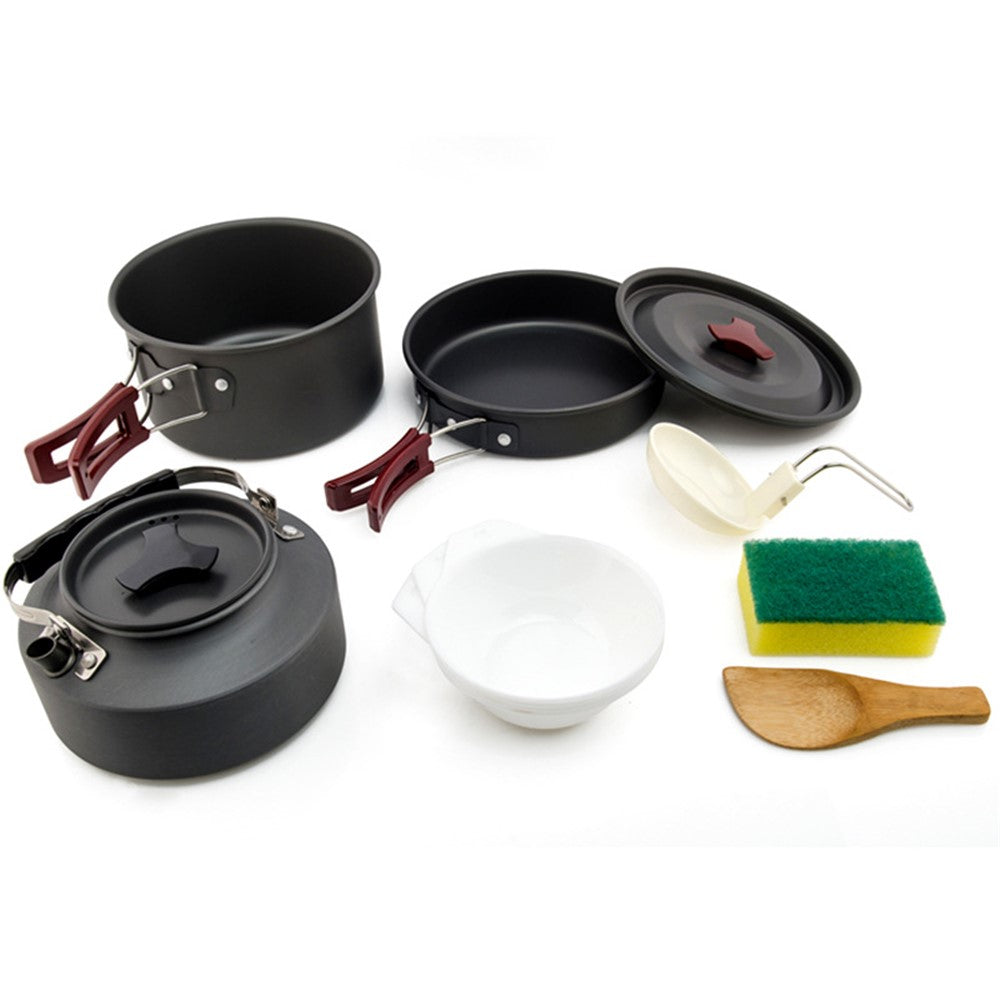 WIDESEA WSC-203J Suitable for 2-3 People Aluminum Camping Cookware Set Lightweight Outdoor Picnic Boiling Pot Teapot Frying Pan BPA-free, No FDA Certified